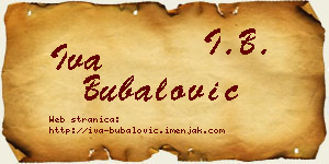 Iva Bubalović vizit kartica